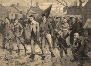 Yleislakko Belgiassa – kaivostyöläisten marssi Hainutissa, Le Petit Parisienista, 17. toukokuuta 1891