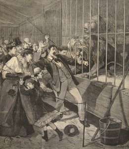 Vierailija hyökkäsi leijonan kimppuun eläintarhassa, "Le Petit Parisien", 12. huhtikuuta 1891