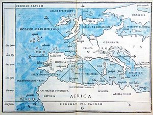 Kartta Euroopasta ja Pohjois-Afrikasta tekijältä Benedetto Bordone