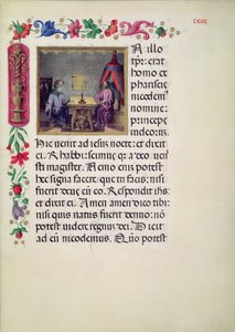 W.107 fol.24r Kristus ja Nikodemus Santa Giustinan Evangelariumista kirjoittanut Laurentius Gazius Cremonensis, 1523-25 tekijältä Benedetto Bordone