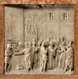 Crypt, pyhien Marcellinuksen ja Pietarin arkki Manaaja, Benedict Briosco 1506-08, Pyhä Pietari vapauttaa demonin Paulinuksen