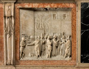 Crypt, pyhien Marcellinuksen ja Pietarin arkki Manaaja, Benedict Briosco 1506-08, Pyhä Pietari vapauttaa demonin Paulinuksen