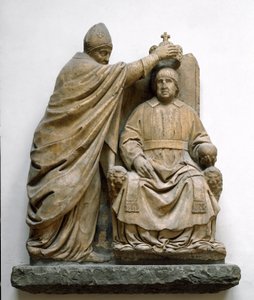 Carlo Orsinin (1410-1477) kardinaali Latino kruunaa Aragonian Ferdinand II:n (1452-1516) Benedetto da Maianon (1442-1497) marmoriveistos. Firenze, Bargellon kansallismuseo