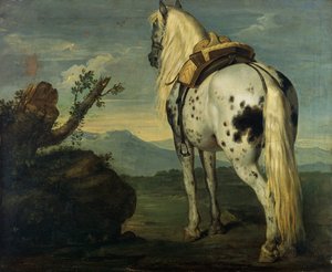 Selle Français -hevonen maisemassa tekijältä Benigne Gagnereaux