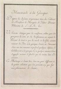 Kreikkalainen naamiainen: Nimilehtitaulu 1, 1771.