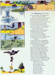 Sammakko ja rotta, kuvitus Jean de la Fontainen "Fablesista".