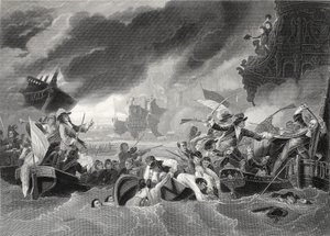 La Hoguen taistelu, kaiverrus W. French (litho)