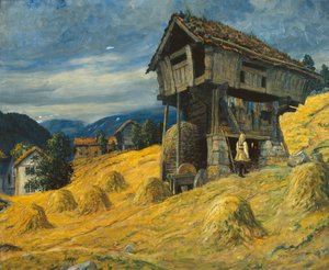 Tyttö varastossa (maalaus) tekijältä Benjamin Blessum