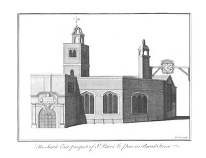 St.Peters Le Poorin kaakkoisprospekti Broad Streetissä, c1756