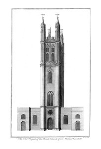 St. Michael Cornhillin seurakunnan kirkon länsinäkymä, n. 1756