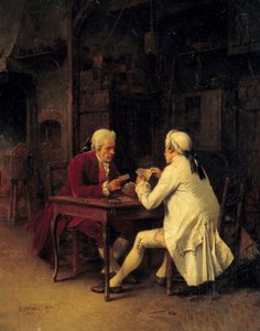 Eugene Fichelin (1826-1895) kortinsoittajien maalaus 1863 su. 0,27x0,22 m