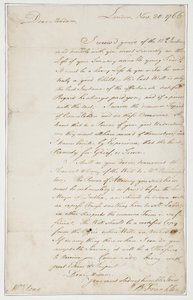 Nimikirjoituskirje rouva Ann Pennille, Lontoo, 20. marraskuuta 1766 (kynä ja muste paperille)