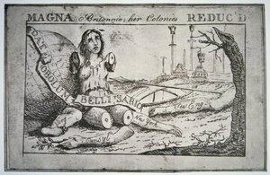 Iso-Britannia: sen siirtokuntia on vähennetty (litho)
