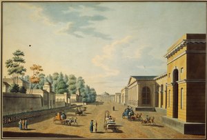 Chevalier Guardsin kasarmi Tauriden puutarhasta nähtynä, 1800-luku