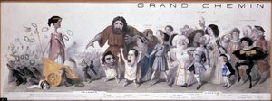 Le grand chemin de la posterity: tragedian ja komedian esitys - Litografia Benjamin Roubaud, Maison de Balzac, Paris