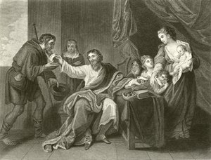 Alfred jakamassa leipää tekijältä Benjamin West