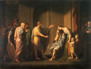 Spartan kuningas Leonidas II määrää Kleombrotoksen maanpakoon tekijältä Benjamin West