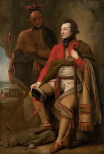 Eversti Guy Johnson ja Karonghyontye (kapteeni David Hill) tekijältä Benjamin West