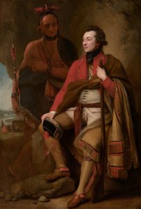 Eversti Guy Johnson ja Karonghyontye (kapteeni David Hill) tekijältä Benjamin West