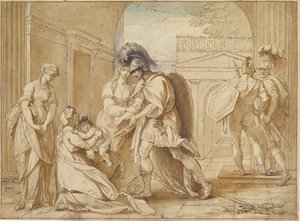 Hector jättää Andromachelle: Astyanaxin kauhu, 1766. tekijältä Benjamin West