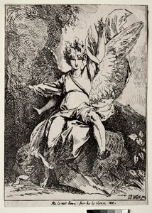 Polyautografian näytteet: Enkeli Kristuksen haudalla, 1801. tekijältä Benjamin West