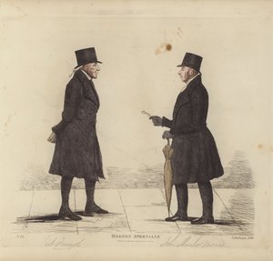 Eminent Edinburghians, eli modernit ateenalaiset, Robert Forsyth, Esq, Advocate, John Shank More, Esq, LLD, Advocate (värikaiverrus) tekijältä Benjamin William Crombie