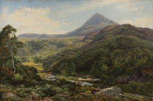 Hiljainen laakso Walesin kukkuloilla, 1860 tekijältä Benjamin Williams Leader