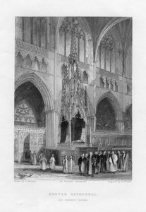The Bishops Throne, Exeterin katedraali, Devon, c1836-c1842. tekijältä Benjamin Winkles