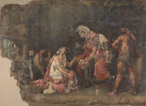 Sophonisba polvistumassa Masinissan, Numidian kuningattaren, edessä tekijältä Benjamin Wolff