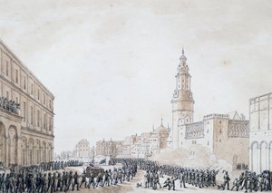 Ranskalaisen upseerin hautajaiset Weimarissa, lokakuussa 1806 (piirustus) tekijältä Benjamin Zix