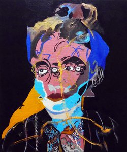 Historian 50 suurinta kirjailijaa : Marguerite Duras, 2015 (öljy ja akryyli kankaalle)