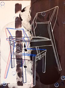 Chaise prototype, David Gourin mukaan, 2023 (öljy ja akryyli sekoitetulle kankaalle) tekijältä Benoit Erwann Boucherot