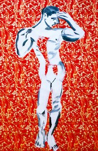 Masculin 1, 2020 (akryyli seulapainetulle japanilaiselle paperille) tekijältä Benoit Erwann Boucherot
