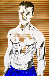 Masculin japonais 7, 2020 (akryyli seulapainetulle japanilaiselle paperille) tekijältä Benoit Erwann Boucherot