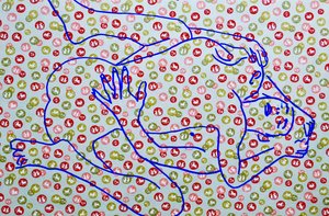 Masculin japonais 9, 2020 (akryyli seulapainetulle japanilaiselle paperille) tekijältä Benoit Erwann Boucherot