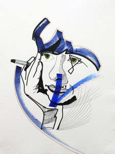 Surportrait : Françoise Sagan 1, 2019 (akryyli paperille) tekijältä Benoit Erwann Boucherot