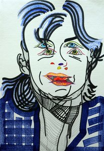 Surportrait : Fred Vargas, 2019 (akryyli paperille) tekijältä Benoit Erwann Boucherot
