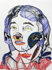Surportrait : Marguerite Duras 2, 2021 (akryyli paperille). tekijältä Benoit Erwann Boucherot