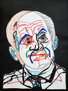Surportrait : Oscar Niemeyer, 2022 (akryyli paperille) tekijältä Benoit Erwann Boucherot