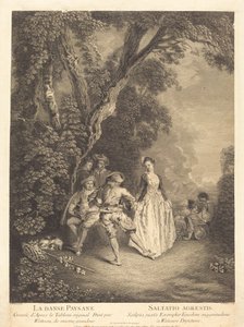 Talonpoikaistanssi tekijältä Benoît Audran II after Antoine Watteau