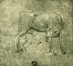Lehmä ja vasikka, 1400-luvun puoliväli, loppu, 1943. tekijältä Benozzo Gozzoli