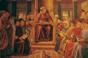 Augustinus opettaa retoriikkaa Roomassa tekijältä Benozzo di Lese di Sandro Gozzoli