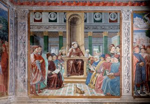 Pyhän Augustinuksen elämä: Pyhän Augustinuksen opetus Roomassa (Fresko tekijältä Benozzo di Lese di Sandro Gozzoli