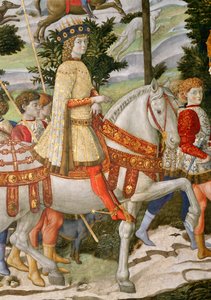 Lorenzo de Medici, Mahtava 1449-92, yhtenä kolmesta kuninkaasta, yksityiskohta kappelin maagisten matkasta, n.1460, fresko 70619, yksityiskohta 70619