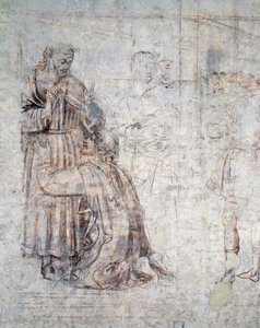 Iisakin ja Rebeccan avioliitto, yksityiskohta sinopiasta (alamaalaus) tekijältä Benozzo di Lese di Sandro Gozzoli