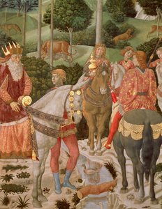 Piero de Medici (1416-69) Casparina, yksityiskohta The Procession of the Magi -sarjasta, n. 1459-1460 tekijältä Benozzo di Lese di Sandro Gozzoli