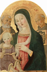 Madonna ja lapsi Pyhän Hieromuksen ja Sienan pyhä Bernardinon kanssa, n. 14801485.
