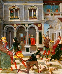 Viattomien joukkomurha, 1400-luvun puoliväli (tempera paneelille).