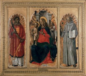 Triptyykki, Neitsyt lapsen kanssa St Leonardin (tai Stephenin) ja Sienalaisen pyhän Bernardinon kanssa (öljy paneelissa