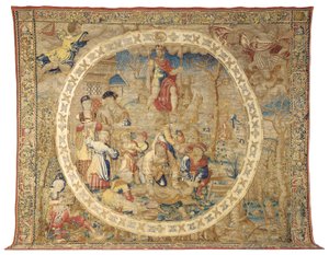 Brysselin allegorinen kuvakudos, joka kuvaa joulukuun "The Medallion Months", n. 1525 tekijältä Bernard van Orley